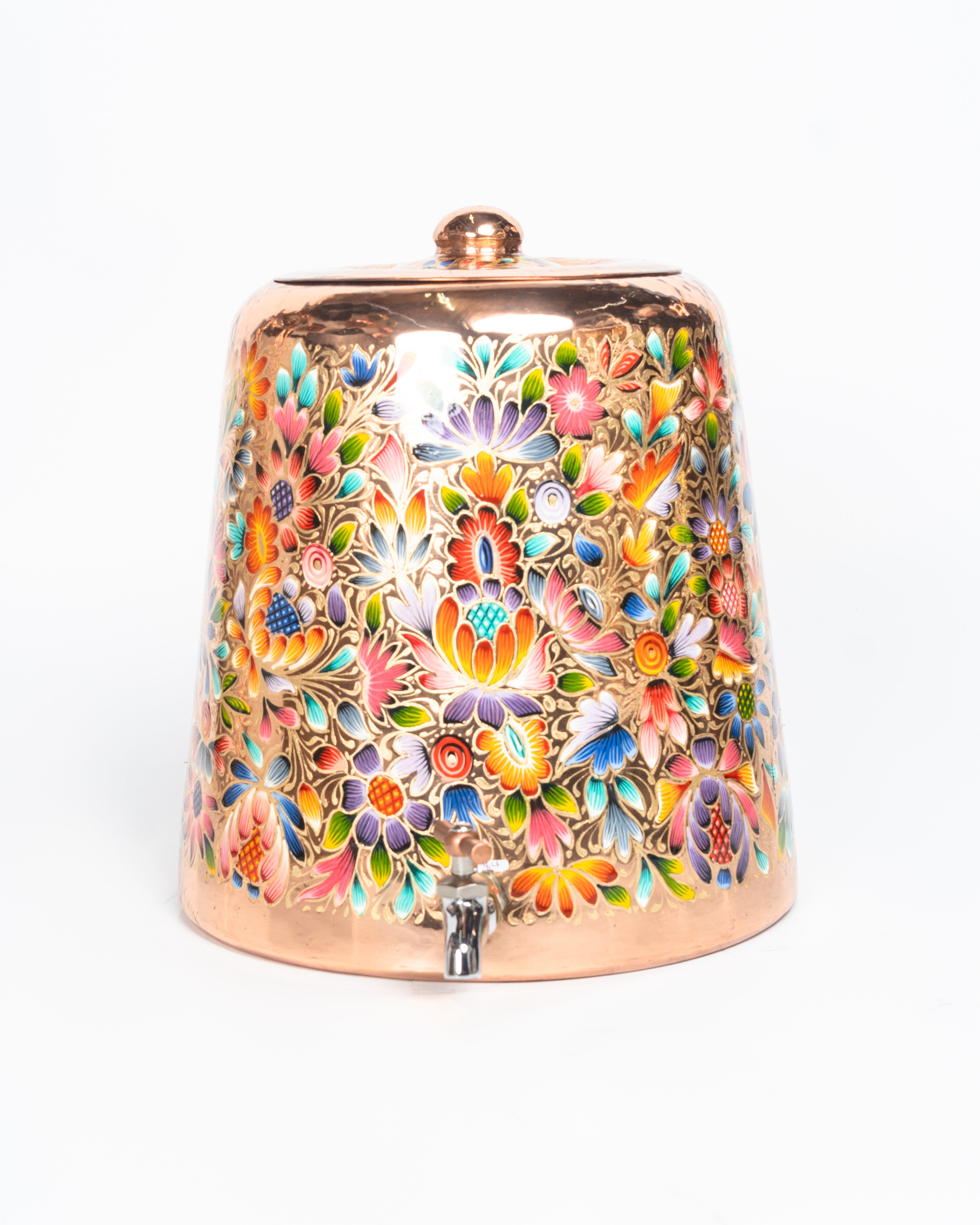Set de Vasos Altos de Cobre - Diseño Floral