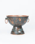 Copa Pedestal de Cobre con Asas - Oxidado Dorado Verde