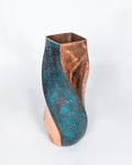 Jarrón de Cobre Torneado - Turquesa y Cobre