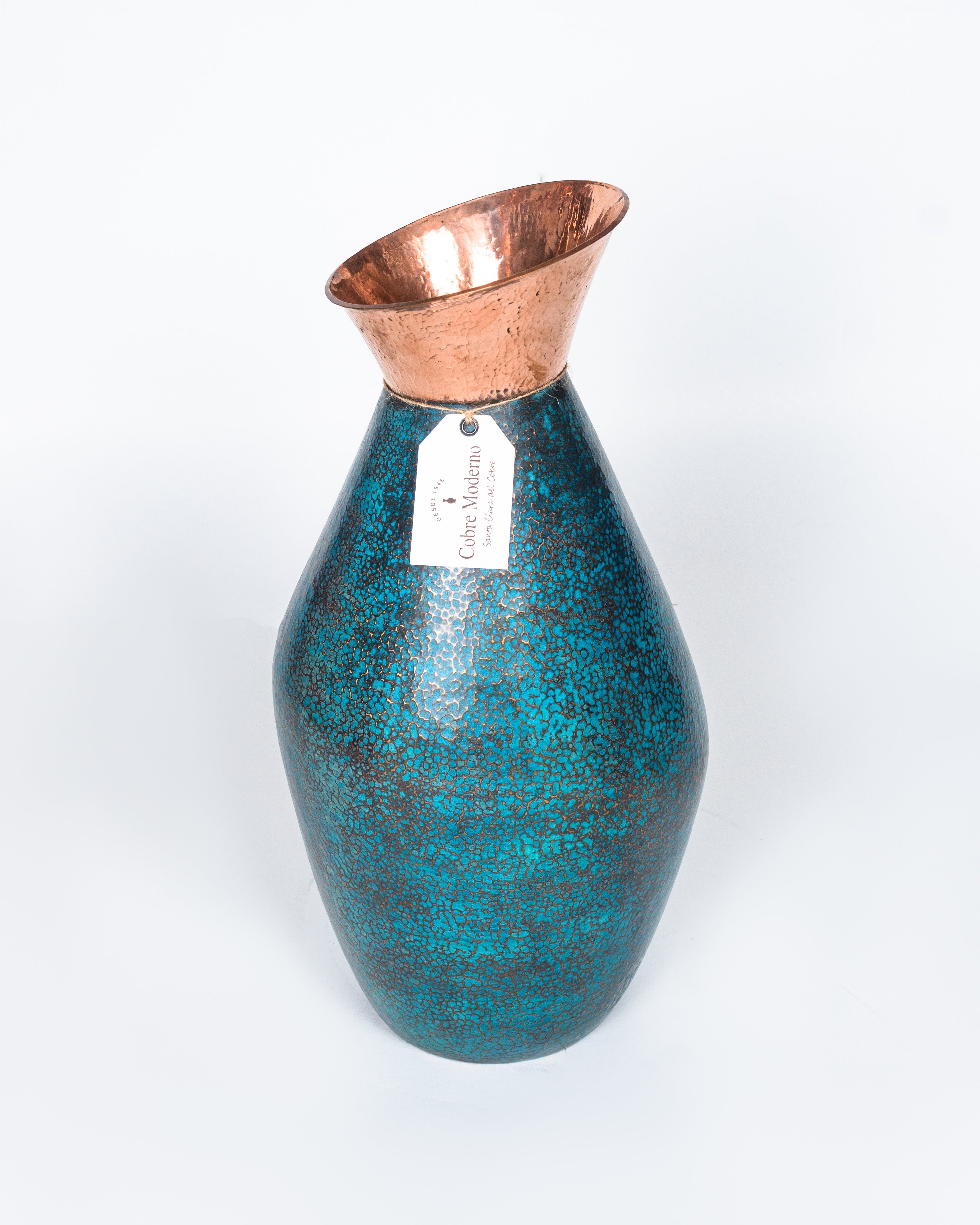 Jarrón de Cobre - Turquesa Punteado