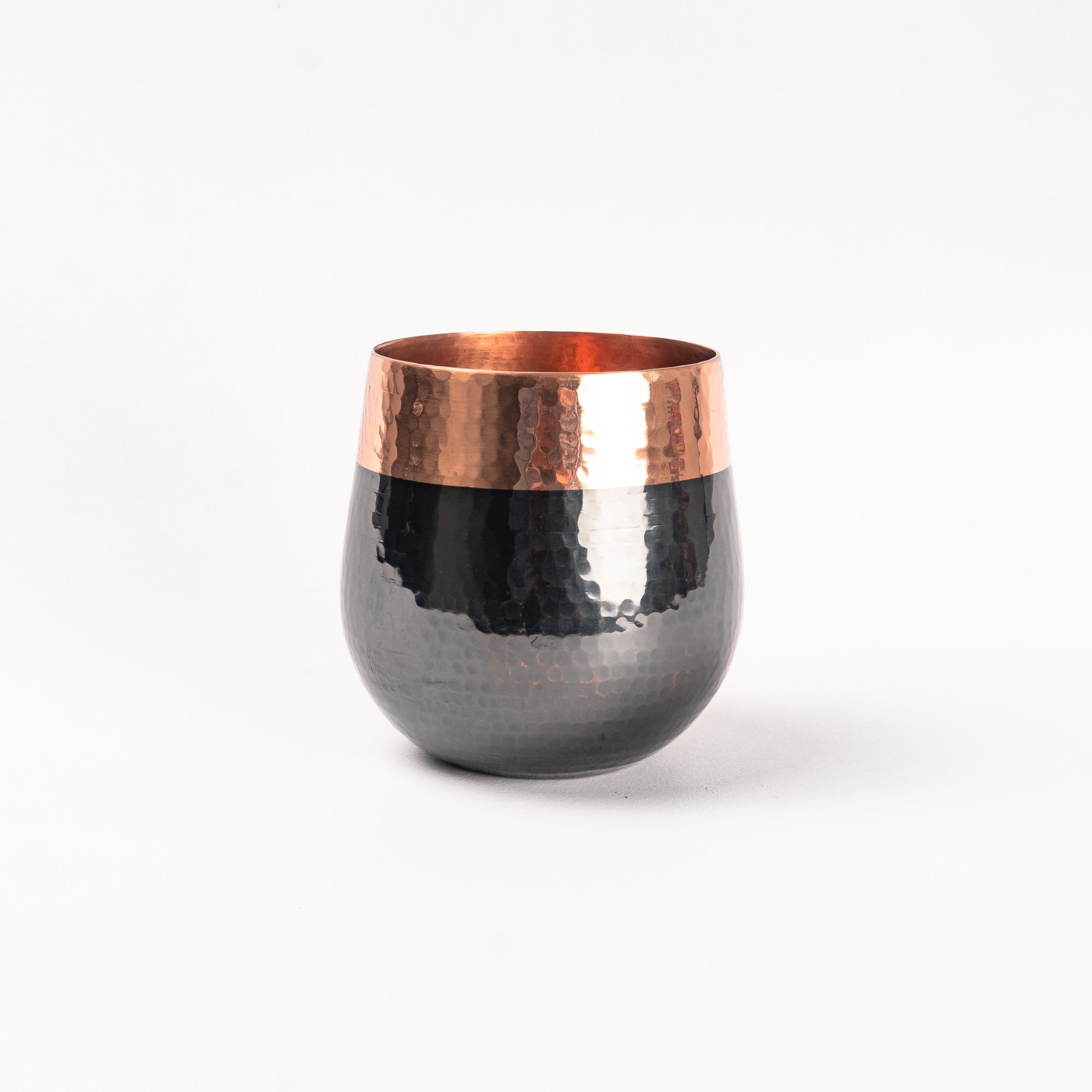 Vaso de Cobre - Negro con Borde Cobre